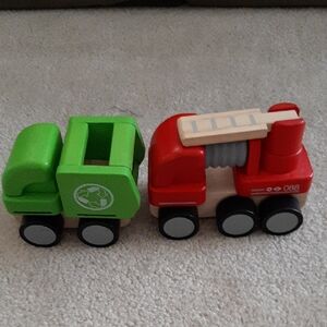 Plan Toys Wooden Trucks - Red and Green